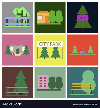 Flat icons set parks vector image