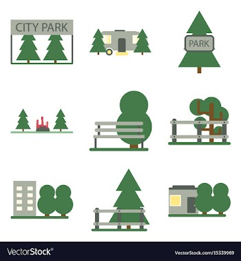 Flat icons set parks vector image