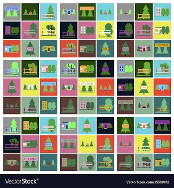 Flat icons set parks vector image