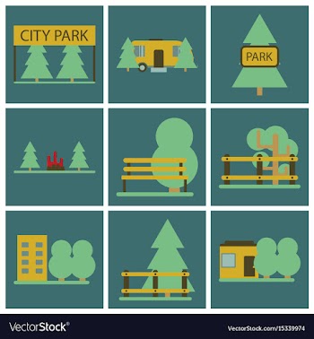 Flat icons set parks vector image