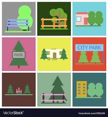 Flat icons set parks vector image