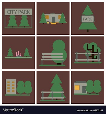 Flat icons set parks vector image