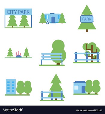 Flat icons set parks vector image