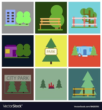 Flat icons set parks vector image
