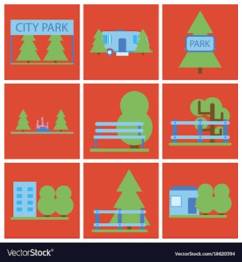 Flat icons set parks vector image