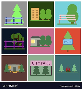 Flat icons set parks vector image