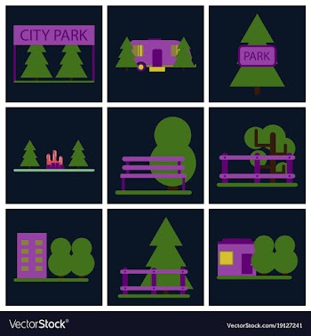 Flat icons set parks vector image