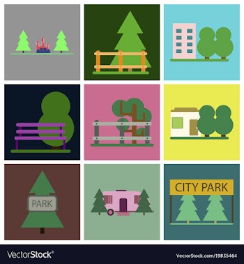 Flat icons set parks vector image