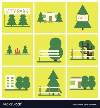Flat icons set parks vector image