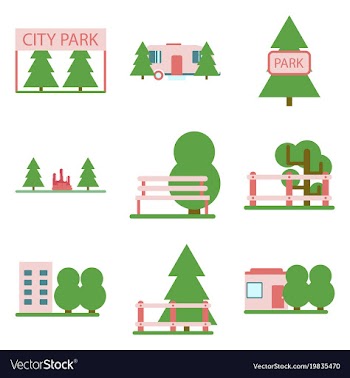 Flat icons set parks vector image