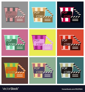 Flat icons set popcorn cinema vector image