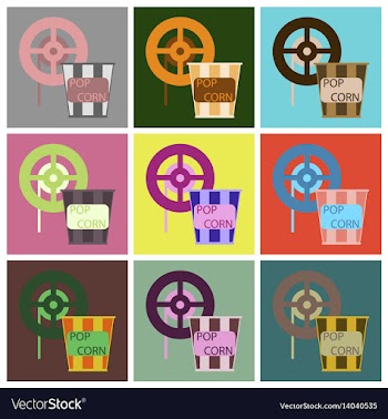 Flat icons set popcorn vector image