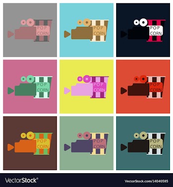 Flat icons set popcorn vector image