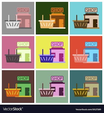 Flat icons set shop basket vector image