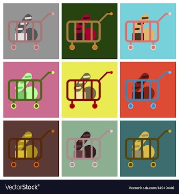 Flat icons set shop cart vector image