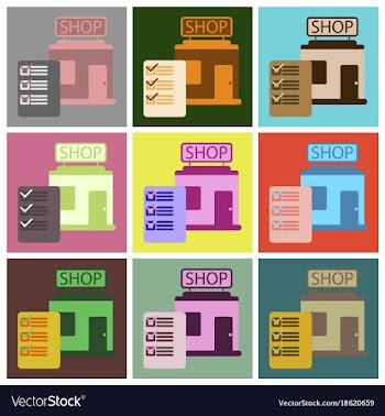 Flat icons set shop form vector image