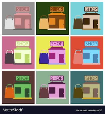 Flat icons set shop package vector image