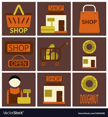 Flat icons set shop vector image