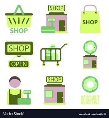 Flat icons set shop vector image