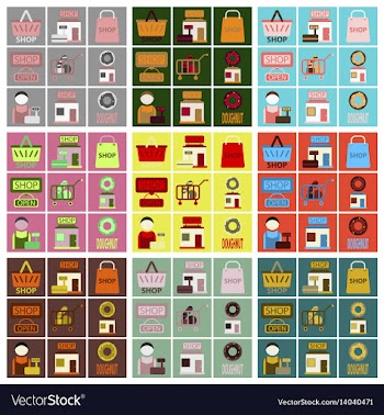 Flat icons set shop vector image