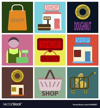 Flat icons set shop vector image