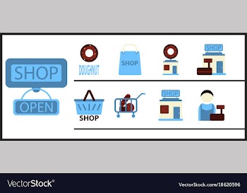 Flat icons set shop vector image
