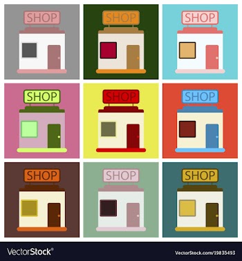 Flat icons set shop vector image