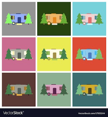 Flat icons set trailer in forest vector image