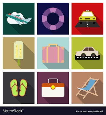 Flat icons set with long shadow effect of vector image