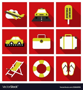 Flat icons set with long shadow effect of vector image