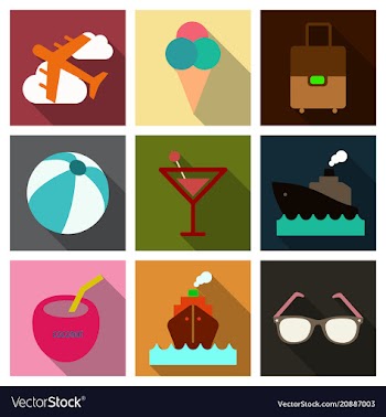 Flat icons set with long shadow effect of vector image