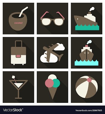 Flat icons set with long shadow effect of vector image