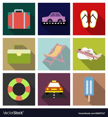 Flat icons set with long shadow effect of vector image