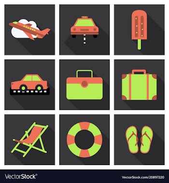 Flat icons set with long shadow effect of vector image
