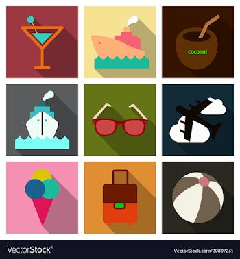 Flat icons set with long shadow effect of vector image