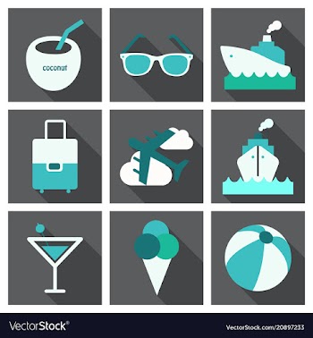 Flat icons set with long shadow effect of vector image