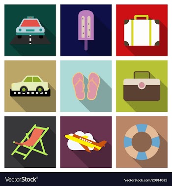 Flat icons set with long shadow effect of vector image