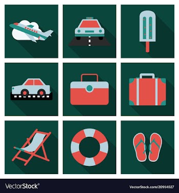 Flat icons set with long shadow effect of vector image