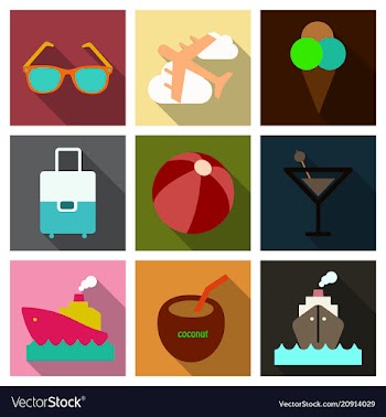 Flat icons set with long shadow effect of vector image