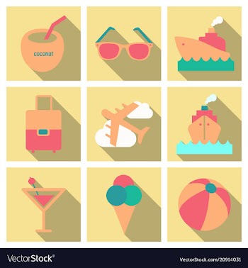 Flat icons set with long shadow effect of vector image