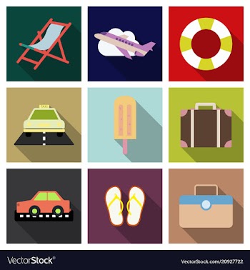 Flat icons set with long shadow effect of vector image