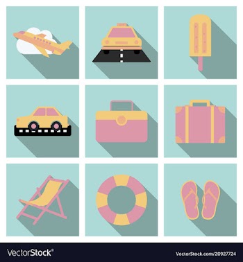 Flat icons set with long shadow effect of vector image
