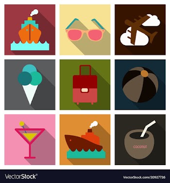 Flat icons set with long shadow effect of vector image