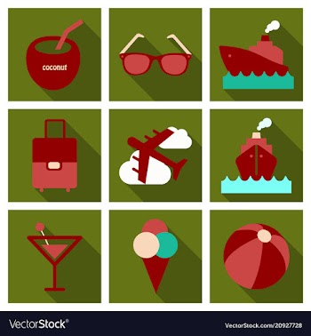 Flat icons set with long shadow effect of vector image
