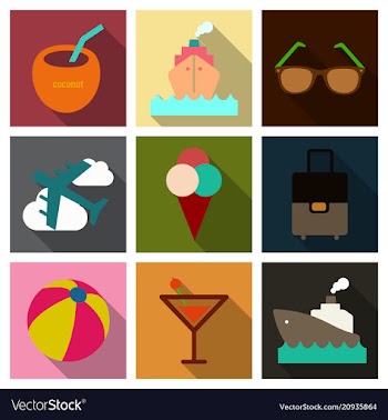 Flat icons set with long shadow effect of vector image