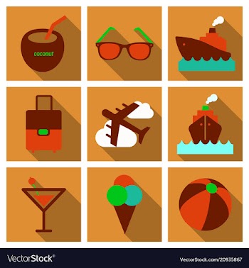 Flat icons set with long shadow effect of vector image