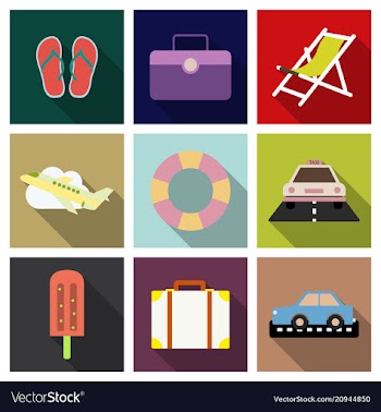 Flat icons set with long shadow effect of vector image