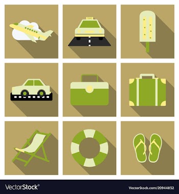 Flat icons set with long shadow effect of vector image