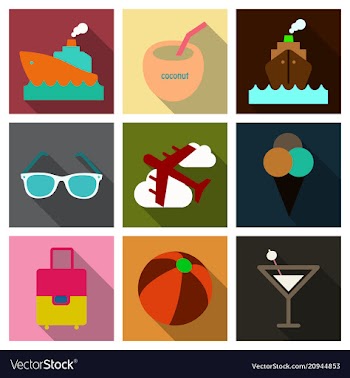 Flat icons set with long shadow effect of vector image