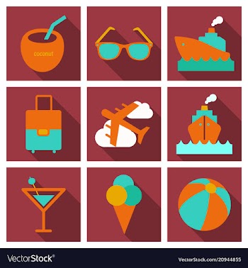 Flat icons set with long shadow effect of vector image